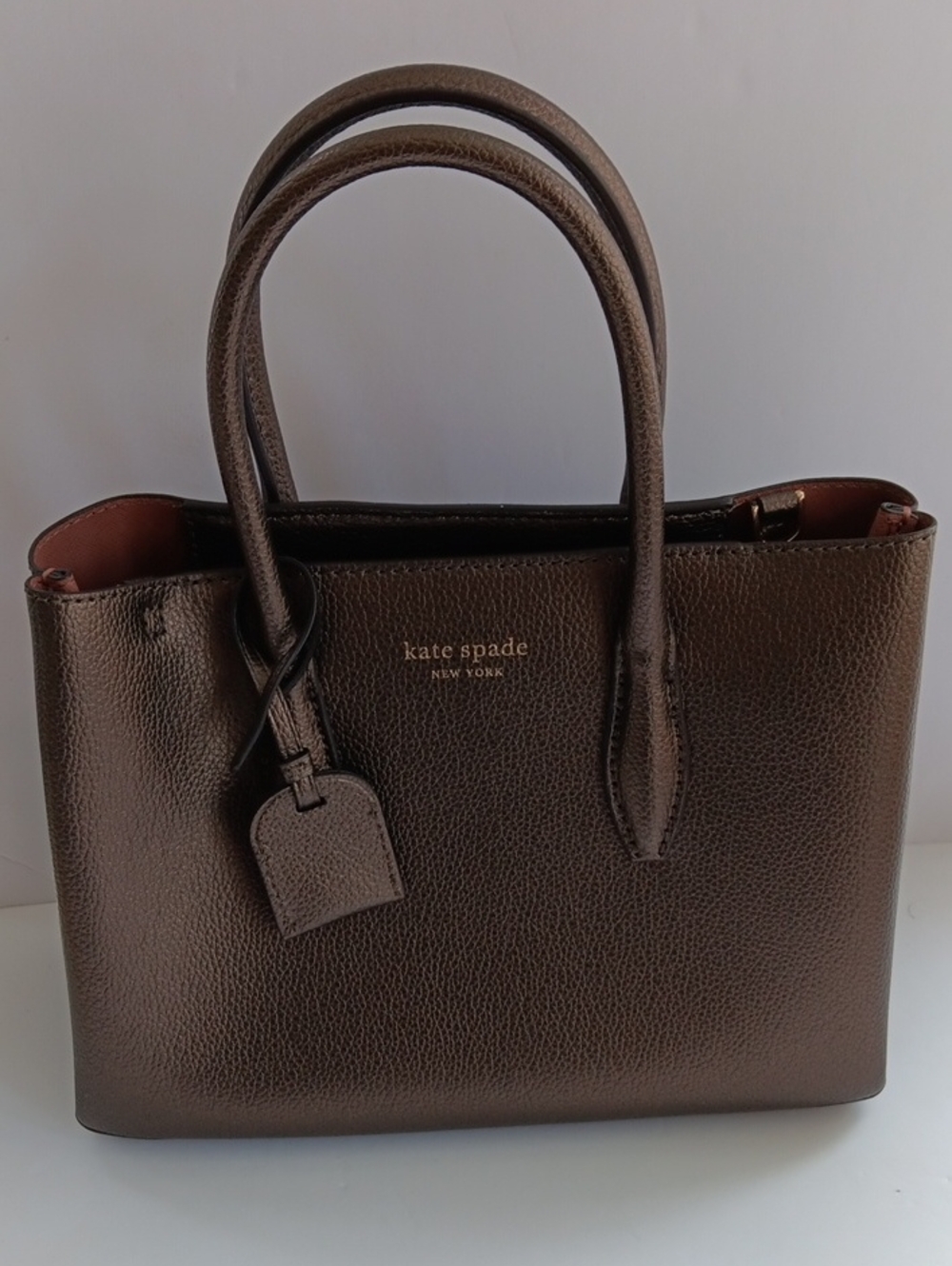 Kate Spade NWOT Eva Zip Top Satchel Metallic Bronze Purse with Crossbody straps